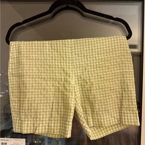 Zara Light Green Checkered Women's Shorts